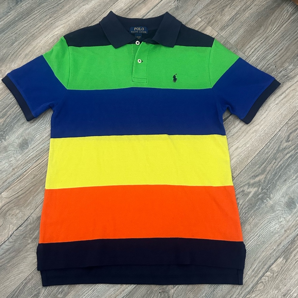 Polo Ralph Lauren striped color block boys polo size large 14 16